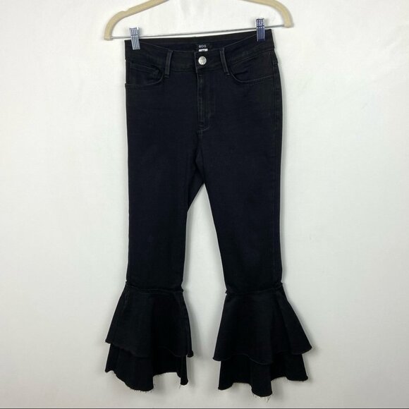 URBAN Outfitters‎ Ruffle Flare Jeans High Rise Black Size 24 Bell Bottom Denim - Picture 14 of 14